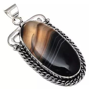 Подвеска из серого ботсванского агата с драгоценным камнем, подарок на День матери, серебряное украшение 2,5 дюйма