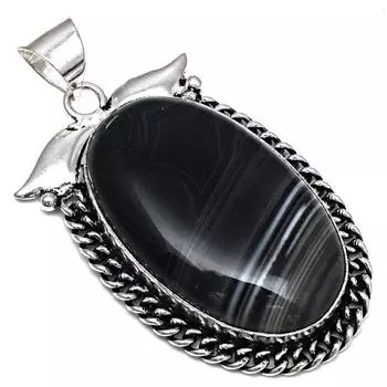 Подвеска из серого ботсванского агата с драгоценным камнем, подарок на День матери, серебряное украшение 2,25 дюйма