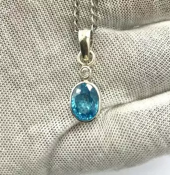 Подвеска из сертифицированного натурального аквамарина из стерлингового серебра 925 пробы