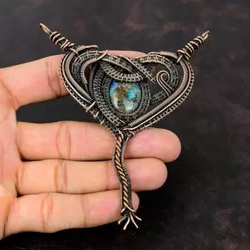 Подвеска из шаттукита, медная проволока, кулон из натуральной драгоценного камня, кулон из проволочной обмотки, ювелирные изделия ручной работы, подвеска в стиле бохо, подарок для мамы, медные украшения