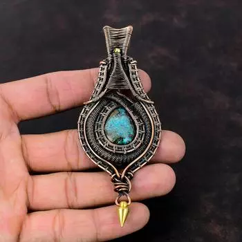 Подвеска из шаттукита, медная проволока, кулон, кулон с драгоценным камнем, проволочная обмотка, ювелирные изделия из шаттукита, кулон ручной работы, подарок для мамы, медные украшения