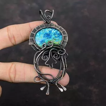 Подвеска из шаттукита, обернутая медной проволокой, ювелирное изделие, подвеска из драгоценного камня, натуральное ювелирное изделие из шаттукита, ручная работа, обернутая медной проволокой, подарок для него