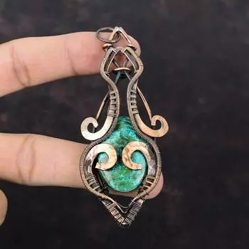 Подвеска из шаттукита с драгоценным камнем, медная проволока, кулон, элегантные ювелирные изделия, кулон ручной работы, медные украшения, новый кулон, подарки на помолвку