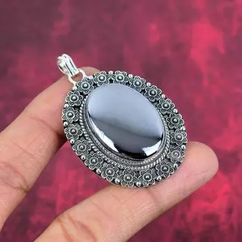 Подвеска из шингита, ювелирные изделия из цельного серебра 925 пробы с драгоценными камнями, подвеска ручной работы, на День матери 2.24 Inches серый