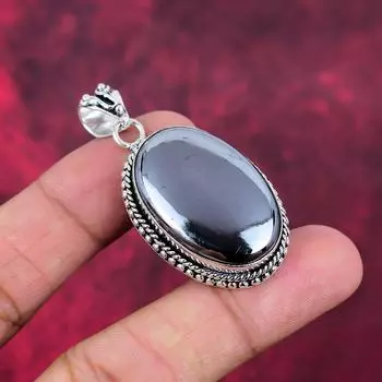 Подвеска из шунгита, ювелирные изделия из стерлингового серебра 925 пробы, подвеска ручной работы, на День Благодарения 2.86 чёрный