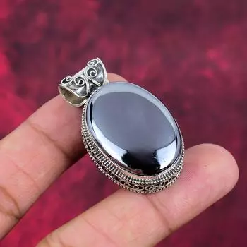 Подвеска из шунгита, ювелирные изделия из стерлингового серебра 925 пробы, подвеска ручной работы, на День Благодарения 1.73 Inches серый