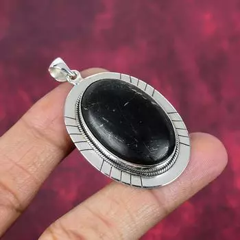 Подвеска из шунгита, ювелирные изделия из стерлингового серебра 925 пробы, подвеска ручной работы, на День Благодарения чёрный