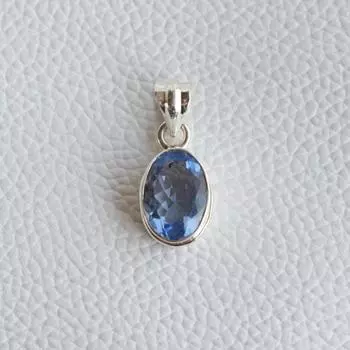 Подвеска из сибирского синего кварца, овальная подвеска с драгоценным камнем, подарок для нее, подвеска из цельного серебра 925 пробы Free Size синий