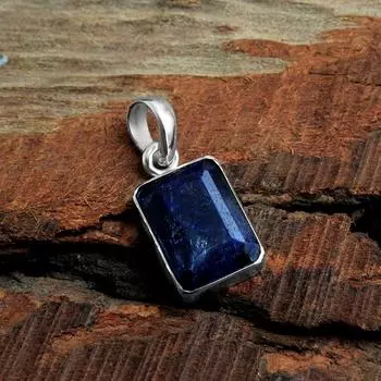 Подвеска из синего сапфира ручной работы с цепочкой, ювелирные изделия из стерлингового серебра 925 пробы синий
