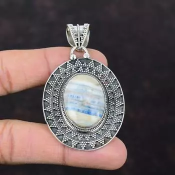 Подвеска из синего шеелита, подвеска из стерлингового серебра 925 пробы, подвеска из драгоценного камня, винтажная подвеска ручной работы, ювелирный подарок в стиле бохо для ее удивительного кулона