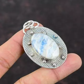 Подвеска из синего шеелита ручной работы в стиле бохо, ювелирные изделия из стерлингового серебра 925 пробы, подвеска из драгоценного камня высшего качества, подарок для мамы, дизайнерская подвеска