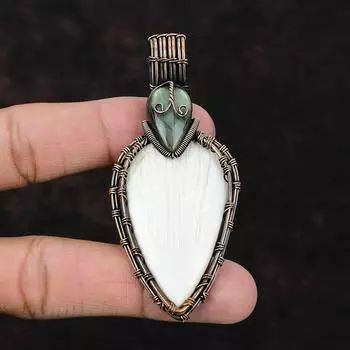 Подвеска из сколецита, медная проволочная обертка, ювелирное изделие ручной работы, подвеска из лабрадорита, подвеска из драгоценного камня, дизайнерское медное ювелирное изделие, подарок для матери