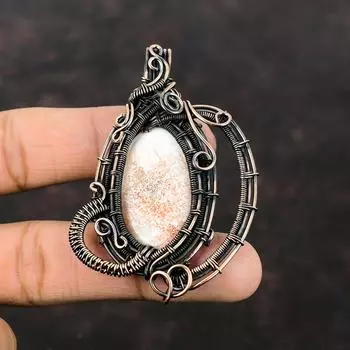 Подвеска из сколецита, медная проволока, кулон, изысканный кулон, ювелирные изделия из сколецита, удивительный кулон ручной работы, драгоценный камень, медное ювелирное изделие, подарок для мамы