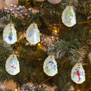 Подвеска из смоляной ракушки устрицы, подвесное украшение на рождественскую елку, окрашенная поддельная подвеска из ракушки устрицы
