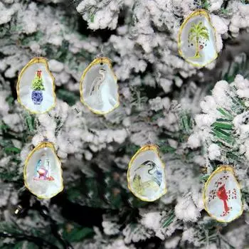 Подвеска из смоляной ракушки устрицы, украшение на рождественскую елку, окрашенная искусственная подвеска из ракушки устрицы для украшения камина на дверь A