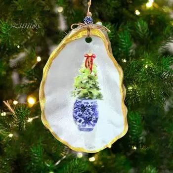 Подвеска из смоляной ракушки устрицы, украшение на рождественскую елку, окрашенная искусственная подвеска из ракушки устрицы для украшения камина на дверь C