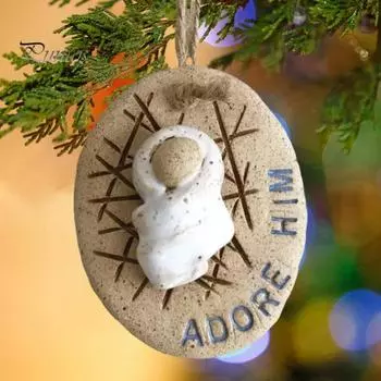 Подвеска из смолы «Рождественский вертеп» с изображением младенца Иисуса, рождественское подвесное украшение, религиозное праздничное украшение, подвеска «Младенец Иисус» для рождественской елки, домашний декор Baby