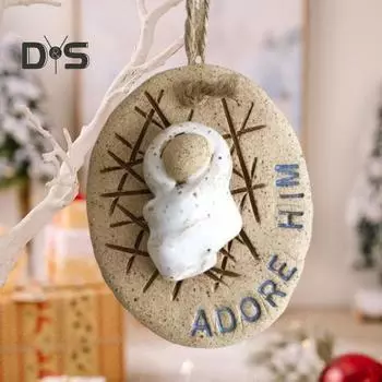 Подвеска из смолы «Рождественский вертеп» с изображением младенца Иисуса, рождественское подвесное украшение, религиозное праздничное украшение, подвеска «Младенец Иисус» для рождественской елки, домашний декор Baby