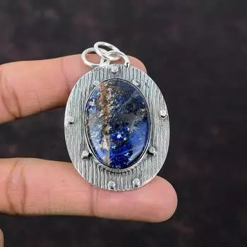 Подвеска из содалита Ювелирные изделия из натурального драгоценного камня Подвеска из стерлингового серебра 925 пробы Подвеска ручной работы Элегантный ювелирный подарок для матери Подвеска новейшего дизайна