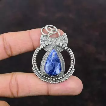 Подвеска из содалита Красивые ювелирные изделия Подвеска из стерлингового серебра 925 пробы Одно качество Ювелирные изделия из драгоценных камней Подвеска ручной работы Подарок для жены Элегантные украшения