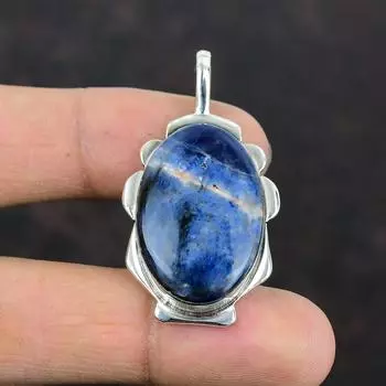 Подвеска из содалита, подвеска из драгоценного камня, подвеска из стерлингового серебра 925 пробы, ручная работа, приличный кулон, ювелирные изделия из натурального содалита, свадебные подарки, антикварный кулон