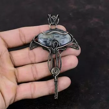 Подвеска из солнечного камня иолита, подвеска из медной проволоки, сказочный кулон из драгоценного камня, ювелирное изделие ручной работы, ювелирное изделие из проволоки, подарок для матери, ювелирные изделия из меди