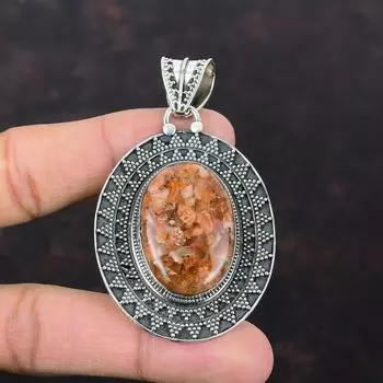 Подвеска из солнечного камня, ювелирные изделия ручной работы, подвеска из стерлингового серебра 925 пробы, очень красивая подвеска из драгоценного камня, винтажный ювелирный подарок для мамы, новый кулон