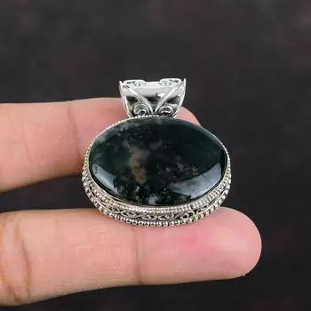 Подвеска из солнечного мохового агата, оригинальные драгоценные камни, серебряный кулон 925 пробы, стильная подвеска ручной работы, винтажные дизайнерские украшения, свадебные подарки