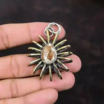 Подвеска из спессартина и известняка, ювелирные изделия из драгоценных камней, подвеска из стерлингового серебра 925 пробы, позолоченная подвеска 18 карат, подвеска в виде клетки ручной работы для подарков