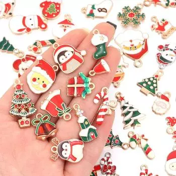 Подвеска из сплава на Рождество, разноцветные капающие масляные подвески-шармы для самостоятельного изготовления ювелирных изделий, аксессуары для рождественской серии