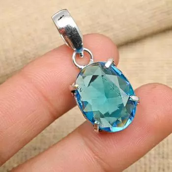 Подвеска из стерлингового серебра 925 пробы AAA + с синим топазом ручной работы для свадебного подарка