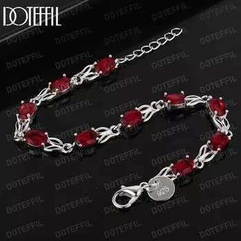 Подвеска из стерлингового серебра 925 пробы, браслет из красного циркония ААА, модные свадебные украшения 20CM