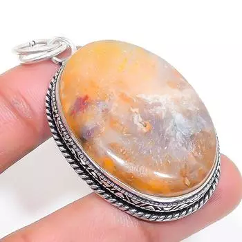 Подвеска из стерлингового серебра 925 пробы «Глаз призрака» из яшмы ручной работы 2,21 дюйма Q8b21