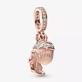 Подвеска из стерлингового серебра 925 пробы из розового золота с желудем и падающими листьями, подходит для модных женщин, браслет и ожерелье, ювелирные изделия своими руками