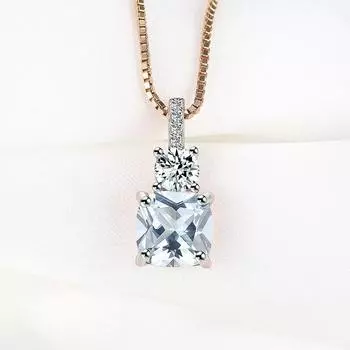 Подвеска из стерлингового серебра 925 пробы из розового золота для женщин, ожерелье из драгоценного камня с нано-голубым топазом, классические ювелирные изделия, аксессуары для помолвки 45cm
