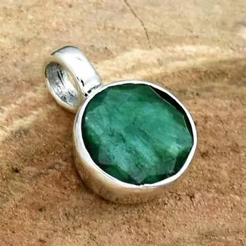 Подвеска из стерлингового серебра 925 пробы, круглая изумрудная подвеска, крошечная подвеска, подвеска ручной работы