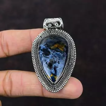 Подвеска из стерлингового серебра 925 пробы, кулон из Питерсита, ювелирные изделия ручной работы, очень красивая винтажная подвеска, ювелирные изделия из настоящего драгоценного камня, подарок для него