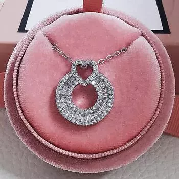 Подвеска из стерлингового серебра 925 пробы, модное креативное круглое ожерелье с бриллиантами для женщин белый