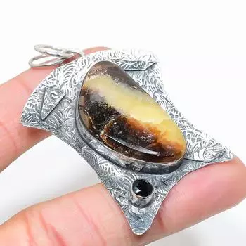 Подвеска из стерлингового серебра 925 пробы, натуральный септерианский камень, шпинель, 2,64 дюйма G6Q12