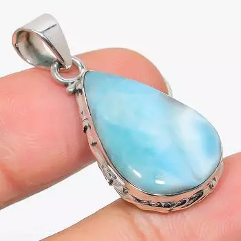 Подвеска из стерлингового серебра 925 пробы Natural Republic с драгоценным камнем Ларимар, 1,50 дюйма, c4V18