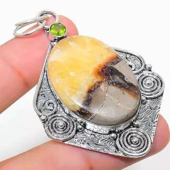 Подвеска из стерлингового серебра 925 пробы, натуральный септерианский камень, перидот, 2,64 дюйма e6a01