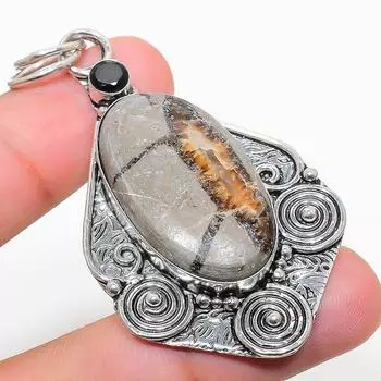 Подвеска из стерлингового серебра 925 пробы, натуральный септерианский камень и шпинель, 2,56 дюйма, E2m11