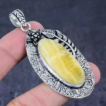 Подвеска из стерлингового серебра 925 пробы натурального желтого цвета ручной работы, 2,80 дюйма, S6q04