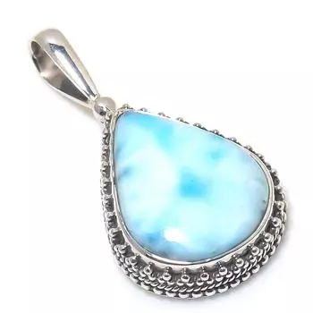 Подвеска из стерлингового серебра 925 пробы Natural Republic с драгоценным камнем Ларимар, 1,50 дюйма, j2K21