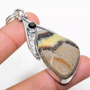 Подвеска из стерлингового серебра 925 пробы, натуральный септерианский камень и шпинель, 2,76 дюйма, E3d82