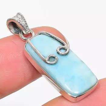 Подвеска из стерлингового серебра 925 пробы Natural Republic с драгоценным камнем Ларимар, размер 1,75 дюйма, D0T70