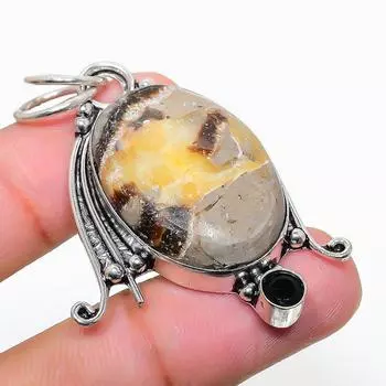 Подвеска из стерлингового серебра 925 пробы, натуральный септерианский камень и шпинель, 2,05 дюйма R4J84