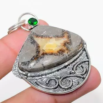 Подвеска из стерлингового серебра 925 пробы, натуральный септерианский камень, перидот, 2,40 дюйма e9q41