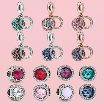 Подвеска из стерлингового серебра 925 пробы, разноцветная сверкающая серия бусин, подходит для оригинального браслета с подвесками, ювелирные изделия для женщин