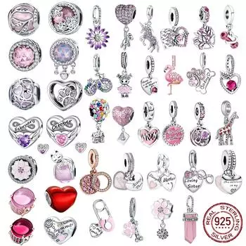 Подвеска из стерлингового серебра 925 пробы, романтический розовый, любовь, фиолетовый, камень рождения, оригинальный браслет для женщин, ювелирные изделия своими руками